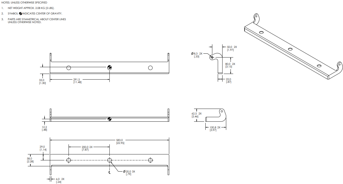 QSYS™ PL-Series PL-LA12-PB Black     Pullback Bar