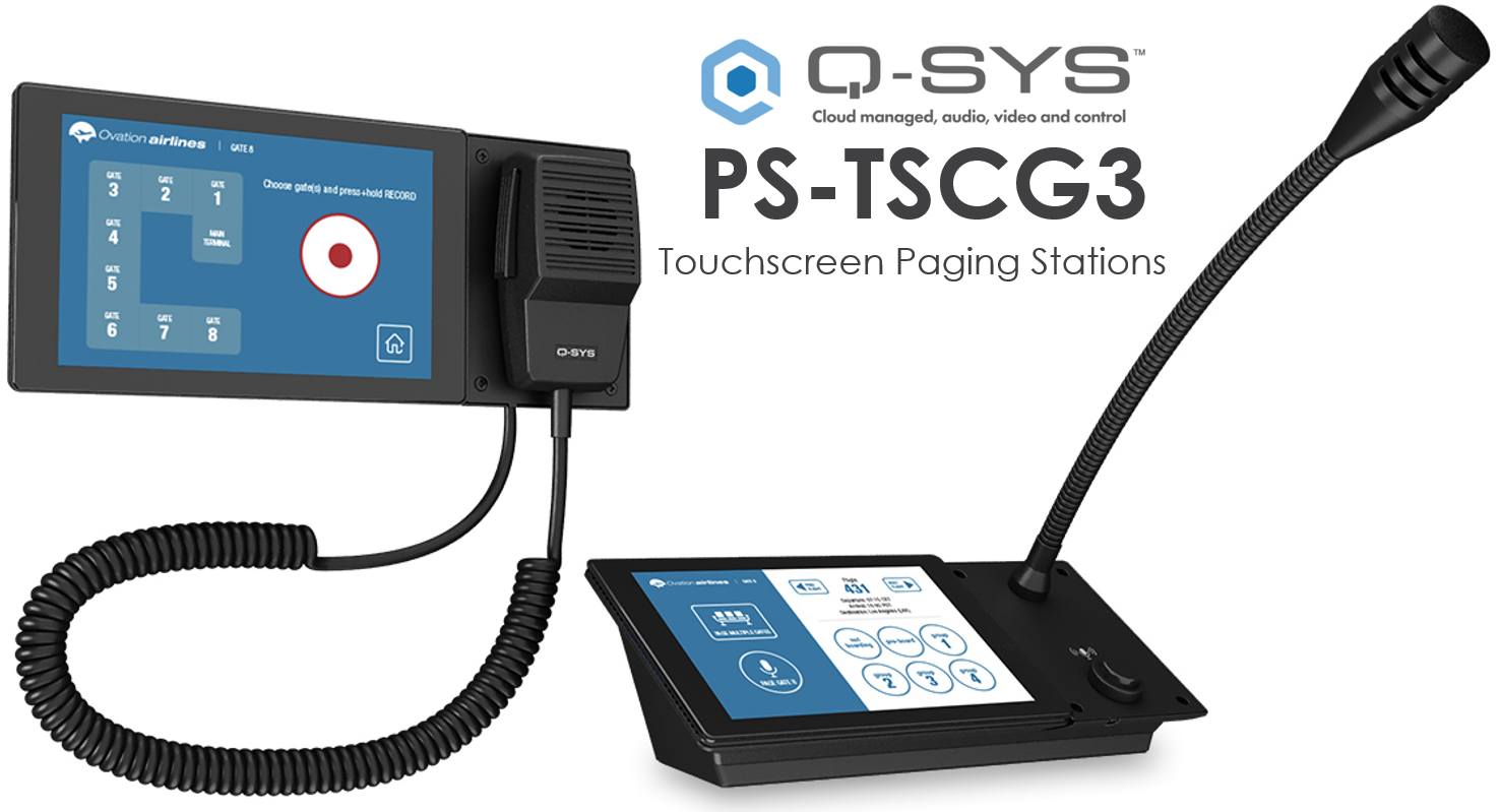 QSYS™ PS-TSCG3 -H-Kit     Pagingstation Kit für TSC70 mit PTT Handmikrofon