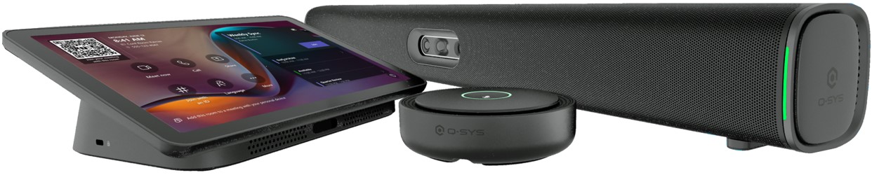 Q-SYS™ Tischmikrofon zu RoomSuite Collaboration Bar RS-CB-TM