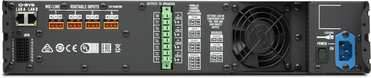 Q-SYS™ CX-Q 8K4 4x2400W Network-Amplifier